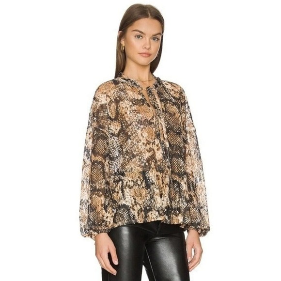 New Free People Out For The Night Long Sleeve Top in Snake Combo ~Size Small - Picture 5 of 16